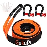 Gekufa Abschleppseil pkw 5M x 5cm, 10 Tonnen (22046 Lbs) Abschleppseil Auto Kit mit 2 Verstärkten Haken und Reflektierenden Streifen, Abschleppseile Für Off-Road Recovery (Orange)