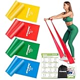 GYMERK Fitnessbänder Set 4er, 1.8M/2M Fitnessband, 4 Widerstandsstufen mit Übungsposter, Gymnastikband mit Tragetasche & Übungsanleitung, Ideal für Yoga, Pilates, Muskelaufbau