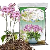 Orchideen-Blumenerde zum Umtopfen, Mischung aus Moos, Pinienrinde, Kokos, Torf und Perlit, Orchideenrinde Blumenerde, gute Drainage - 1QT