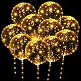 OSDUE 10 Pack Leuchtende Luftballons, 24 Zoll Valentinstag Bobo Luftballons mit 3m LED Lichterketten, Bobo Ballons für Valentinstag, Hochzeit, Weihnachten, Geburtstag, Muttertag Dekoration