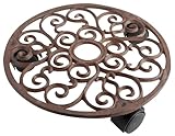 Esschert Design Pflanzenroller, Blumenroller aus Gusseisen, rund, Größe S, ca. Ø ca. 29 cm
