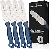 Schwertkrone® Buckelsmesser 4er Set [MADE IN SOLINGEN - DE] - Brötchenmesser - Brotzeitmesser Edelstahl - Frühstücksmesser - Buckelsmesser mit Holzgriff - Messer Olivenholzgriff - Dünnschliff