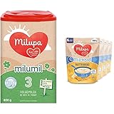 Bundle aus Milupa Milumil 3 Babynahrung, Folgemilch ab dem 10. Monat, 800g + Milupa Milchbrei Butterkeks, Gute Nacht, ohne Zuckerzusatz, 4 x 400g