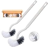 EINESIN 2 Pack Toilettenbürste, Klobürste mit randreiniger, Upgrade WC Bürste, Klobürste gebogen, Langer Stiel, Kunststoff-Toilettenbürstenset mit Starken Borsten für Tiefenreinigung
