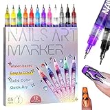 12 Farben 3D Nagellack Stift Set, 2026 Neu Nagelkunststift DIY Linie Nagelkunst Graffiti, Nagellackstifte Nageldesign Maniküre Werkzeuge Nagelkunststift für Zeichnen, Umreißen, Graffiti (1-SET)