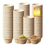 PORFOYO 200 Stück Kompostierbare Portionsbecher, Souffle-Becher, Kleine Schälchen Pappschalen Pappbecher Klein Dipschalen Portionsschälchen Papierbecher Dip Schälchen Für Dips, Saucen, Marmelade 2oz