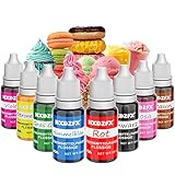 Lebensmittelfarbe - 8 Farben Flüssige Lebensmittel Set für Tortendeko, Backen, Ostereierfarbe, Hochkonzentrierte Food Coloring für Kuchendekoration, DIY Handwerk, Seifen - 10ml jeder