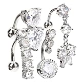 VALICLUD 4Stücke Bauchringe für Frauen Nabelpiercing Schmuck mit Komfortabler Nabelring für Sommer Strand Schwimmen