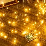 Ollny 5M LED Lichterkette Batterie, 50er LED Lichterkette innen Kupferdraht IP44 wasserdicht, led lichterkette mit batterie für DIY Schlafzimmer Party Garten Hochzeit Deko