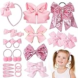 24 Pcs Mädchen Haarschmuck Set,Rosa Haarschmuck Schleife Baby Haargummis Haarspangen Stirnband,Kinder Haarschmuck Set Schleife Haarschmuck für Baby Mädchen Teens Kleinkinder