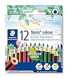 STAEDTLER Buntstifte Noris colour 185 01, rutschfeste Soft-Oberfläche, hohe Bruchfestigkeit, Made from Upcycled Wood, intensive Farben,12 Stifte im Kartonetui, 185 01 C12