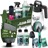 bio-chem Premium Fahrrad Reinigungsset 10-teilig für alle Fahrräder & E-Bikes | Effektive und schonende Pflegemittel: Fahrradreiniger, Kettenreiniger, Kettenöl, Rahmenpflege + hochwertiges Zubehör