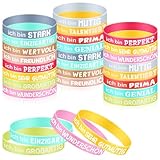 Sprifityy 24 Stück Motivationsarmbänder auf Deutsch,20.2 cm Inspirerende Zitate Silikonarmband,Inspirierende Geschenke mit positiven Sprüchen,Geeignet für Kinder,Jugendliche,Frauen,Männer