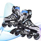 Hikole Verstellbare Inline-Skates für Erwachsene Frauen Männer Teens Inline-Rollschuhe für Outdoor Indoor-Klingen Rollschuhe für Mädchen und Jungen, 6065, Blau, XL(EU 41-44)