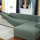 Stretch-Sofabezug in L-Form, universeller Schonbezug für Wohnzimmer, Sofaschutz, 1-Sitzer (90 - 140 cm)