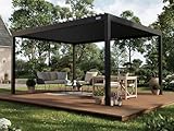 PERGOLUX – Sundream S2 elektrische Pergola – Garten Pavillon mit LED-Beleuchtung & elektrisch verstellbarem Lamellendach (Schwarz, 4x5m Freistehend)