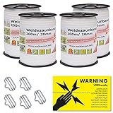 VOSS.farming - Weidezaunband mit 30% mehr Leitfähigkeit - insgesamt 800m + Elektro-Zaun-Band-Zubehör