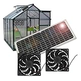 Lotvic Solar Ventilator, 16W Solarpanel Ventilator, Solarmodul Lüfter Kit, Solar Dual Auspuffventilator, Solarlüfter, für kleine Hühnerställe, Gewächshäuser, Haustierhäuser, Garage, Keller