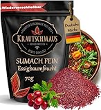 70g Sumach Gewürz ohne Salz von Krautschmaus, zum Würzen und Kochen, 100% Essigbaumfrucht schonend getrocknet, intensiv duftend und aromatisch
