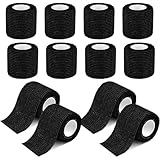 12 Rollen Selbstklebender Verband, 5cm x4.5m Pflaster Rolle Verbandsmaterial, Selbsthaftende Bandage für Erste Hilfe, Elastische Binde Bandage für Füße Fingerpflaster Knöchelverstauchungen,Schwarz