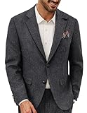 PJ PAUL JONES Sakko Herren Sportlich Tweed Blazer Vintage Wool Regular Fit Anzugjacke 2 Knöpfe L Dunkelgrau