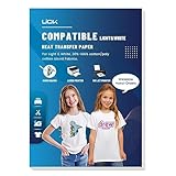UIOK Bügelfolie zum Bedrucken, Transferpapier Bügelfolie für Helle Textilien A4X15 Blatt Transferpapier zum Aufbügeln,T-Shirt Folie zum Aufbügeln für Handbemalt Tintenstrahldrucker & Laserdrucker