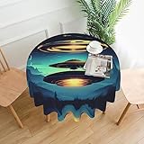 vacsAX Runde Tischdecken, 152,4 cm, absteigend, waschbar, staubdicht, knitterfrei, für drinnen und draußen, Picknick