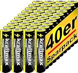 Kraftmax 40er Pack AAA Batterien – Micro Alkaline Batterien 1,5 V – Hochleistungs-Longlife Energie – Ideal für Fernbedienungen, Spielzeug, Haushaltsgeräte, Elektrogeräte