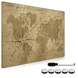 Navaris Magnettafel Magnetpinnwand Memoboard zum Beschriften - 60x40 cm Notiztafel div. Designs - Tafel abwaschbar mit Halterung Magneten Stift