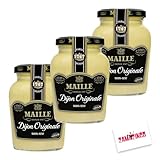 Maille Dijon Senf im Glas 215g (3er Pack) | Feinster Senf aus ganzen Senfkörnern, delikat mit Originale Geschmack | Gourmets und Feinschmecker + Zama4Zingo Karte