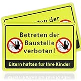 qingmeng 2 Stück Betreten Verboten Schild, 30x20cm Baustellenschild, Aluminium Betreten der Baustelle Verboten Eltern Haften für Ihre Kinder ! UV-Resistent für Privatgrundstück Baustellenkennzeichnung