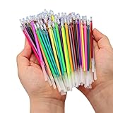 100 Stück 0,8 mm Farbstifte, Nachfüllminen, Gel-Tinte, Tintenroller, Glitzer, Metallic, Pastellfarben, Fluoreszenz, Neon, Ersatzminen mit 4 leeren Stifthaltern