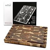 CULILUX Gourmet Schneidebrett M Stirnholz Akazie 2-seitig 35 x 25 x 2.5 cm mit Saftrille antiseptisches Hirnholz Holzbrett als Schneidbrett und zum Servieren