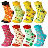 Utensilsto 8er Pack Socken Damen 39-42 Lustige Socken Bunte Damensocken Baumwollesocken mit Frucht Motiv Geschenke für Frauen Geschenkideen