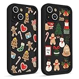 Xylota 2 Stück Hülle für iPhone 14 6,1'', Weihnachten Muster Motiv Cartoon Süß Design Silikon TPU Handyhülle, Stoßfeste Weihnachtsmann Mode Christmas Schutzhülle, Lebkuchenmann 01