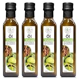 Health Seed® 4x100 / 400 ml - Ungefiltert Walnussöl - 100% Rein Kaltgepresst Glasflasche - Frisch vom Hersteller