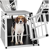 tectake® Hundebox Auto oder Hundebox für Zuhause. Aluminium Hundetransportbox, leicht und stabil, Auto Kofferraum Transportbox für kleine Hunde - 54 x 69 x 50 cm (Single klein)