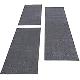 Carpettex Bettumrandung Schlafzimmer 3teilig Kurzflor Teppich Einfarbig Design Hellgrau Bettset:2 mal 60x100 + 1 mal 80x150 - Bettvorleger Schlafzimmer Läufer Set Weicher Bettumrandung Teppich
