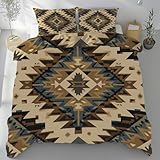 Tyafsgvqo Geometrie Azteken Herbst Bettwäsche 220x240 cm, Antike Southwest Bettwäsche mit Reißverschluss, Vintage Ethno Tribal Bügelfrei Bettbezug Mikrofaser, Bettdeckenbezug mit 2 Kissenbezug 80x80cm