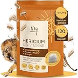 Lions Mane Pilz -1500 mg pro Tagesportion - 120 Kapseln + Vitamin B6, B5, B12 - Löwenmähne Pilz Hericium Erinaceus - 30% Polysaccharide & 5% Beta Glucan 30:1 Extrakt - Vegan