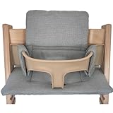 Kadem® Sitzkissen 100% Bio Baumwolle | Classic Kissen Sitzbezug Hochstuhlauflage | 2-teilig passend für Stokke Tripp Trapp Kinderhochstuhl | maschinenwaschbar einfache schnelle Befestigung | umbragrau