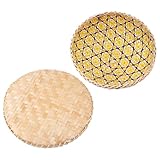 Generisch Lebensmittelabdeckung Fliegenhaube mit Tablett Bambusgeflecht Abdeckhaube für Obst und Gemüse Insektenschutz für Garten und Küche