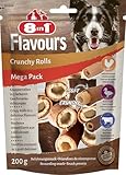 8in1 Flavours Crunchy Rolls Hunde-Snacks - knusprige Leckerlis für Hunde mit Hähnchenbrust, Entenbrust oder Rindfleisch, 200 g Beutel