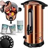 KESSER® Glühweinkessel 10L Edelstahl Inkl. 10x Becher Glühweinkocher mit Thermostat Glühweinautomat Heißgetränkeautomat Wasserkocher Heißwasserspender Einkochautomat Füllstandanzeige Zapfhahn