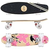 FunTomia Mini-Board Cruiser Skateboard 57cm aus 7-lagigem kanadischem Ahornholz inkl. ABEC-9 Kugellager - mit oder Ohne LED Rollen