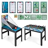 COSTWAY 15 in 1 Spieltisch Set, Tischspiel multifunktional mit Tischfußball Hockey, Billard, Tischtennis, Bowling, Shuffleboard, Schach, Dame & Backgammon, Kombi-Tisch für Kinder Erwachsene