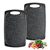 Romon Schneidebrett Kunststoff, 2 Stücke Schneidebretter Rutschfeste Griffe Cutting board, 25×15CM Chopping Board Spülmaschinenfest Professionelles Küchenbrett Schneidebrett Set für Küche Camping