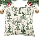 Fenayuu Weihnachtsbaum Zierkissen Bezüge - Festliche Kissenbezüge für das Bett | 46x46 cm Weihnachtsbaum Muster Kissenbezug für Wohnzimmer Sofa Bett Studierzimmer Wohnheim Wohnung Büro Auto Party
