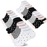 Mowenti Sneaker Socken 39-42 Damen Kurze Baumwollsocken Sportsocken 10 paar Streifen Punkten-8204