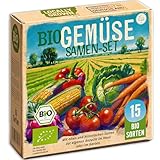 Little Plants Gemüse Samen Set - 15 Sorten BIO Samen - Gemüsesamen - Saatgut Gemüse - Hochbeet Zubehör - Sämereien Saatgut Set Gurke Karotte Salat & mehr (inkl. E-Book)